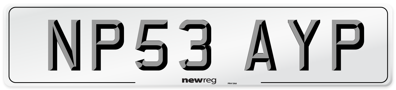 NP53 AYP Number Plate from New Reg